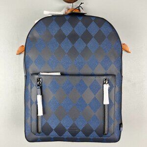 Ben Minkoff Bondi Backpack Navy Plaid Pebbled Leather NWT $350 Retail